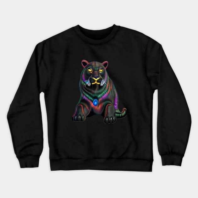 Black Neon Panther Crewneck Sweatshirt by Cattingthere
